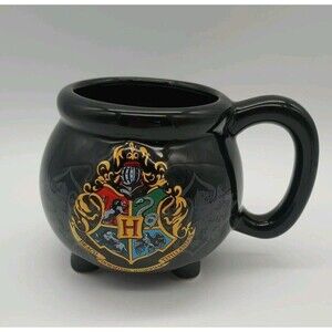 HARRY POTTER MUG 23oz Cauldron Ceramic Hogwarts Crest Coffee Cup Black